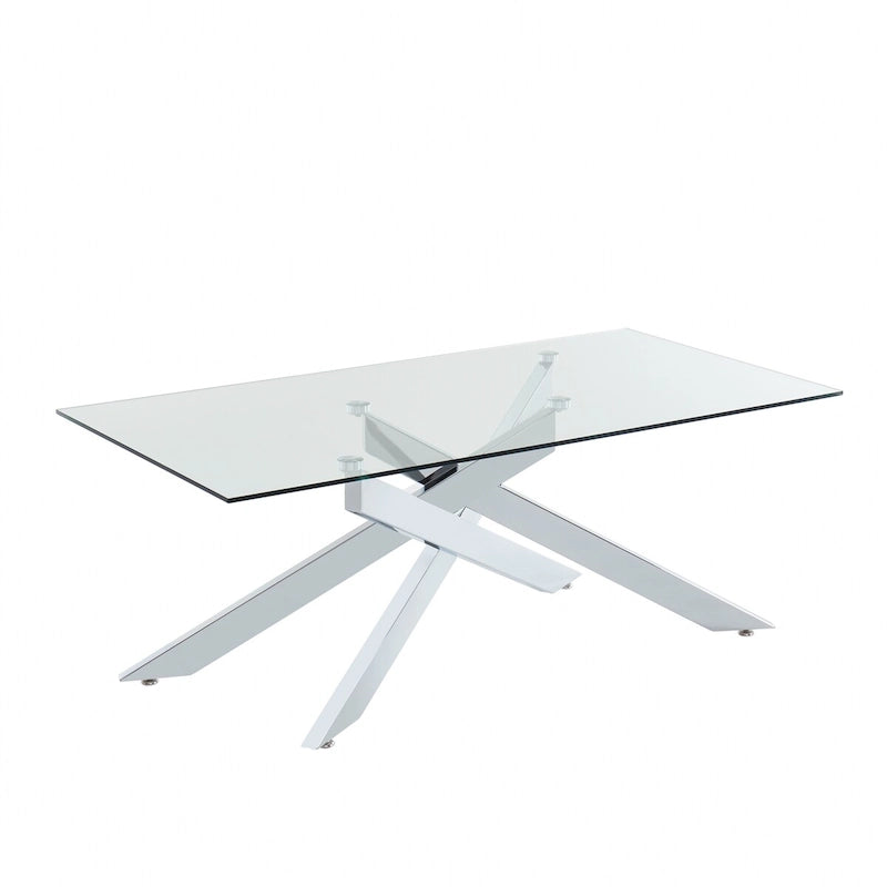 Tavolino Rettangolare con Piano in Vetro Argento/Oro per 1-2 Persone