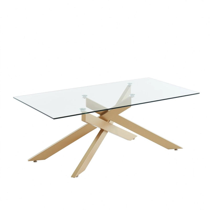 Tavolino Rettangolare con Piano in Vetro Argento/Oro per 1-2 Persone