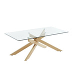 Tavolino Rettangolare con Piano in Vetro Argento/Oro per 1-2 Persone