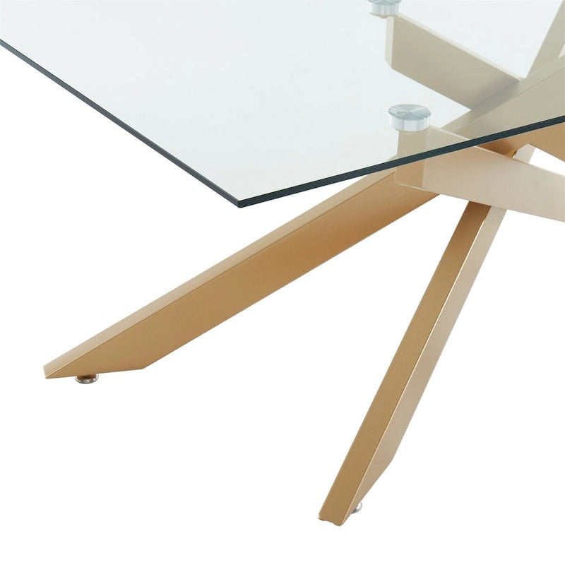 Tavolino Rettangolare con Piano in Vetro Argento/Oro per 1-2 Persone