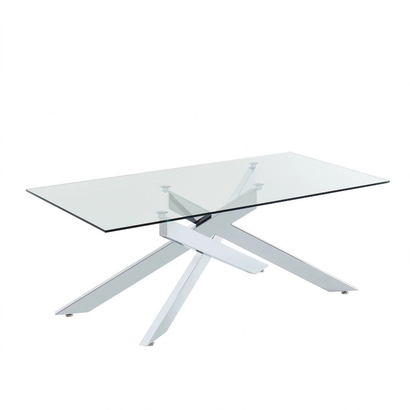 Tavolino Rettangolare con Piano in Vetro Argento/Oro per 1-2 Persone