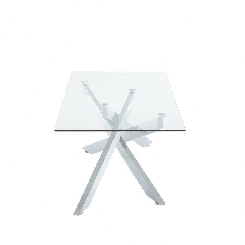 Tavolino Rettangolare con Piano in Vetro Argento/Oro per 1-2 Persone