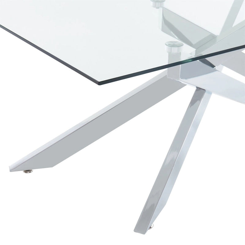 Tavolino Rettangolare con Piano in Vetro Argento/Oro per 1-2 Persone