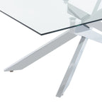 Tavolino Rettangolare con Piano in Vetro Argento/Oro per 1-2 Persone