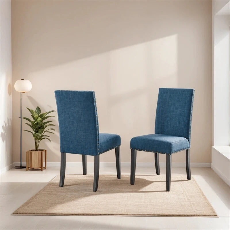 Fabric Dining Chairs with Nailhead Trim,Set of 2