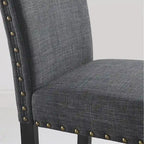 Sedia da pranzo in tessuto con finiture a borchie, grigia/marrone chiaro/blu, set da 2