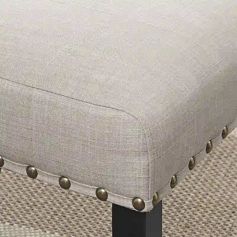 Sedia da pranzo in tessuto con finiture a borchie, grigia/marrone chiaro/blu, set da 2