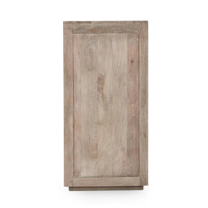 Credenza a 4 ante in legno di mango color tortora e canna