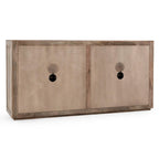 Credenza a 4 ante in legno di mango color tortora e canna