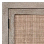 Credenza a 4 ante in legno di mango color tortora e canna