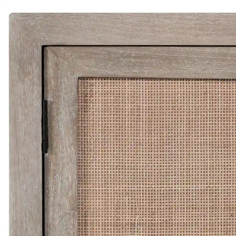 Credenza a 4 ante in legno di mango color tortora e canna