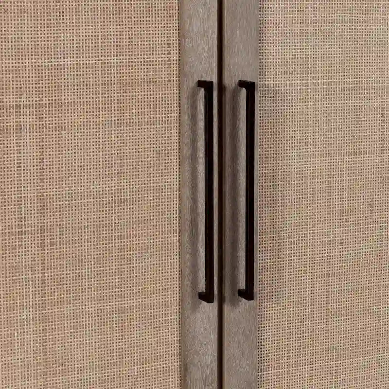 Credenza a 4 ante in legno di mango color tortora e canna