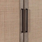 Credenza a 4 ante in legno di mango color tortora e canna