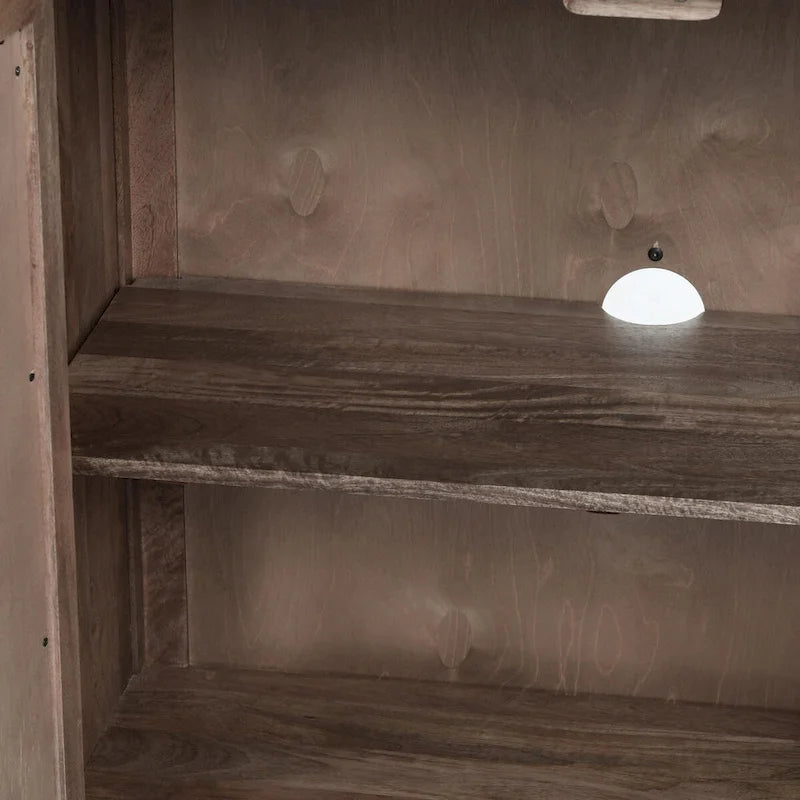 Credenza a 4 ante in legno di mango color tortora e canna