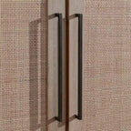 Credenza a 4 ante in legno di mango color tortora e canna