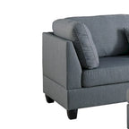 Divano componibile a 3 posti in lino grigio con pouf, 3-4 posti a sedere