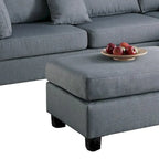 Divano componibile a 3 posti in lino grigio con pouf, 3-4 posti a sedere