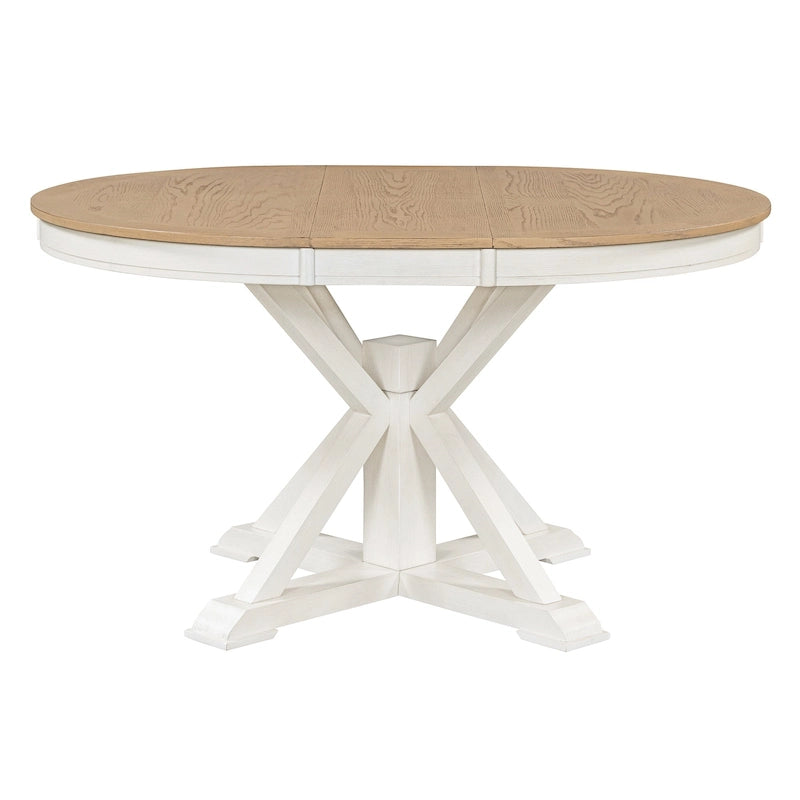 Tavolo da pranzo ovale allungabile da 54", rovere naturale / effetto legno naturale / espresso, 4–6 posti a sedere