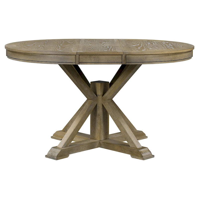 Tavolo da pranzo ovale allungabile da 54", rovere naturale / effetto legno naturale / espresso, 4–6 posti a sedere