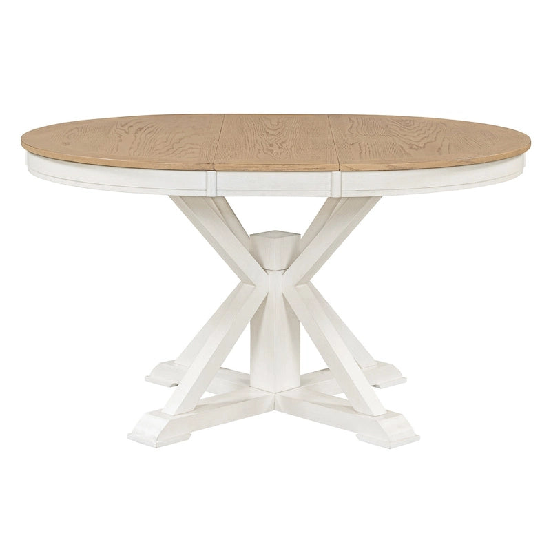 Tavolo da pranzo ovale allungabile da 54", rovere naturale / effetto legno naturale / espresso, 4–6 posti a sedere