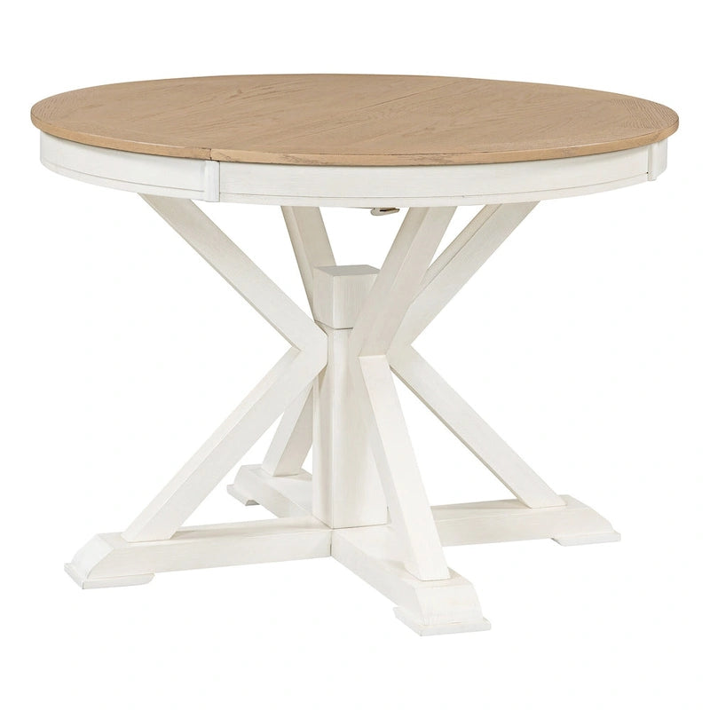 Tavolo da pranzo ovale allungabile da 54", rovere naturale / effetto legno naturale / espresso, 4–6 posti a sedere