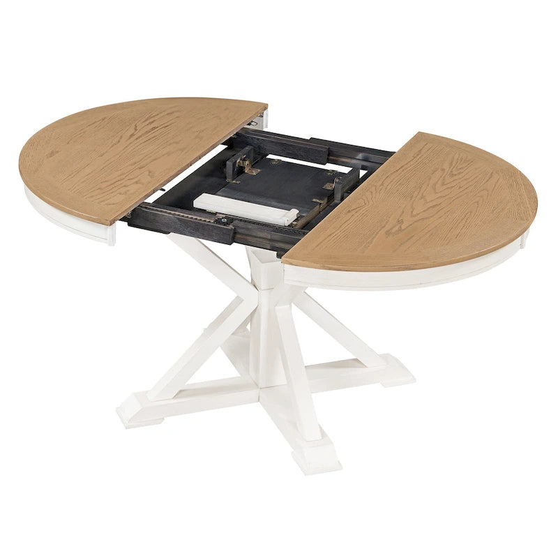 Tavolo da pranzo ovale allungabile da 54", rovere naturale / effetto legno naturale / espresso, 4–6 posti a sedere