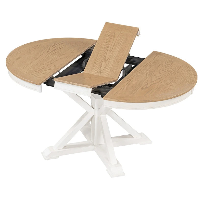 Tavolo da pranzo ovale allungabile da 54", rovere naturale / effetto legno naturale / espresso, 4–6 posti a sedere