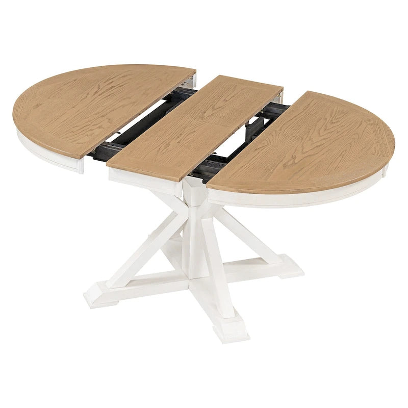 Tavolo da pranzo ovale allungabile da 54", rovere naturale / effetto legno naturale / espresso, 4–6 posti a sedere