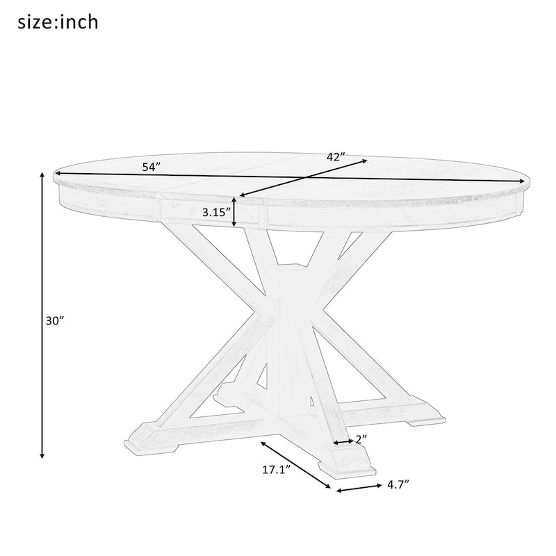Tavolo da pranzo ovale allungabile da 54", rovere naturale / effetto legno naturale / espresso, 4–6 posti a sedere