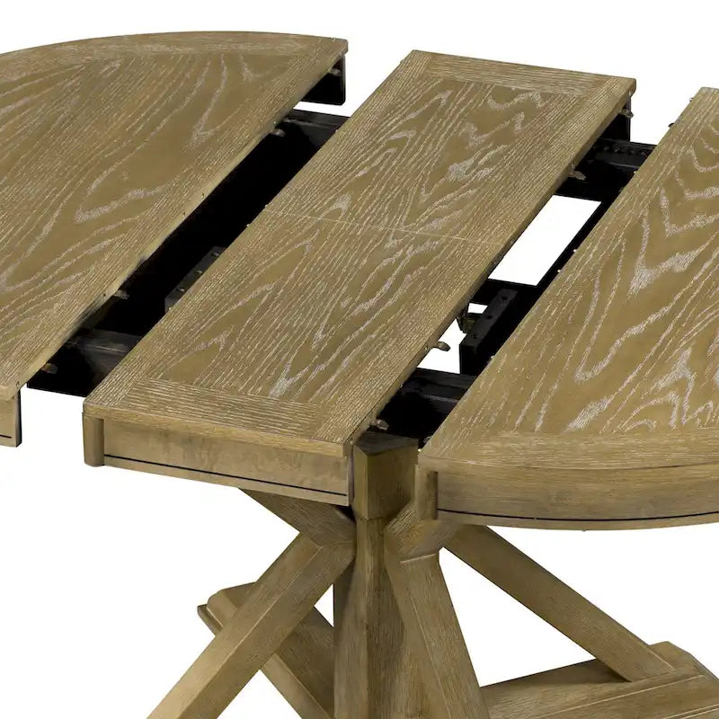 Tavolo da pranzo ovale allungabile da 54", rovere naturale / effetto legno naturale / espresso, 4–6 posti a sedere