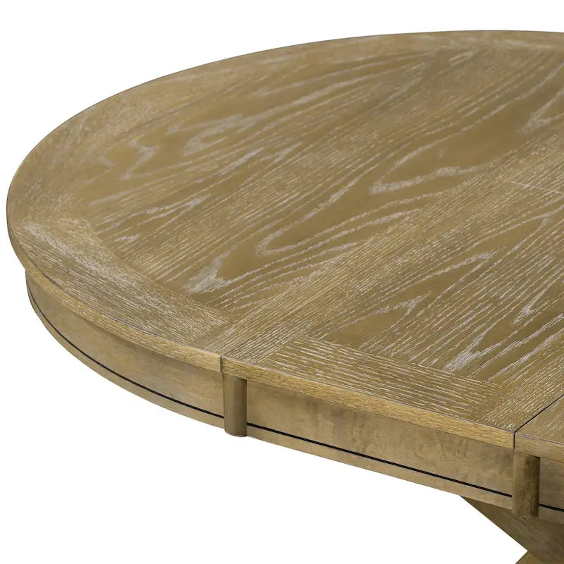 Tavolo da pranzo ovale allungabile da 54", rovere naturale / effetto legno naturale / espresso, 4–6 posti a sedere