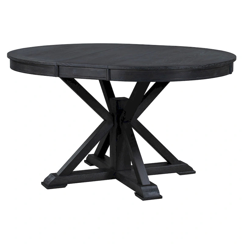 Tavolo da pranzo ovale allungabile da 54", rovere naturale / effetto legno naturale / espresso, 4–6 posti a sedere