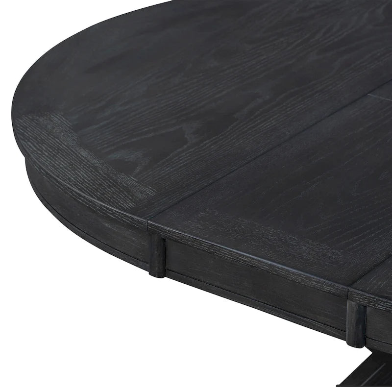 Tavolo da pranzo ovale allungabile da 54", rovere naturale / effetto legno naturale / espresso, 4–6 posti a sedere