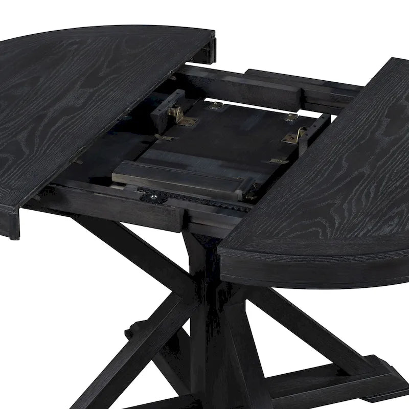 Tavolo da pranzo ovale allungabile da 54", rovere naturale / effetto legno naturale / espresso, 4–6 posti a sedere