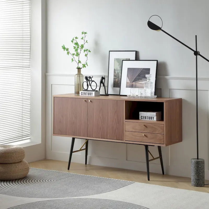 Mobile credenza in noce a 2 ante e 2 cassetti