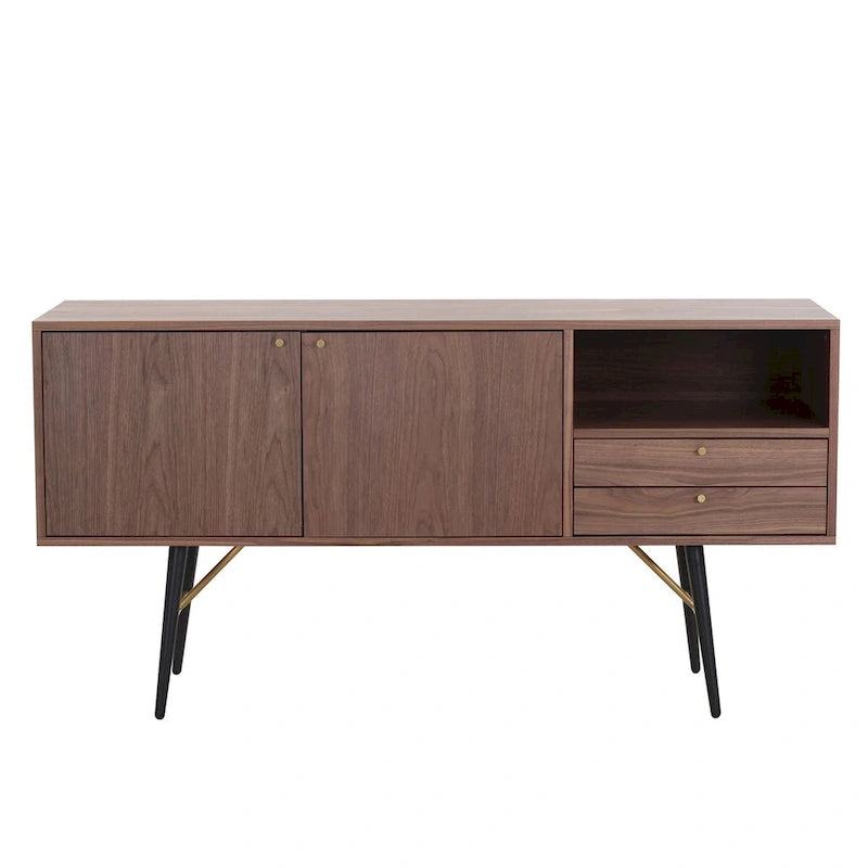 Mobile credenza in noce a 2 ante e 2 cassetti