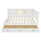 Divano-letto angolare a L bianco con libreria, luce a LED e porta USB – Twin/Full, 1 posto