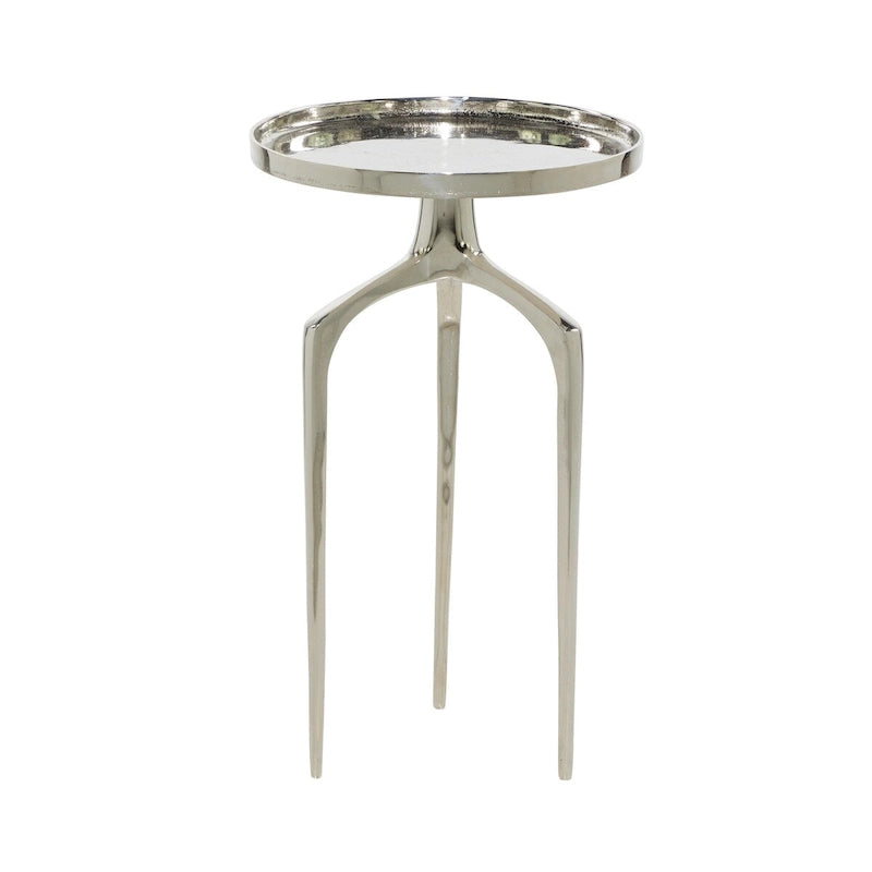 Tavolino d'appoggio rotondo in alluminio con vassoio, gambe a treppiede, oro / argento / nero, 1 persona, 22" o 25" H
