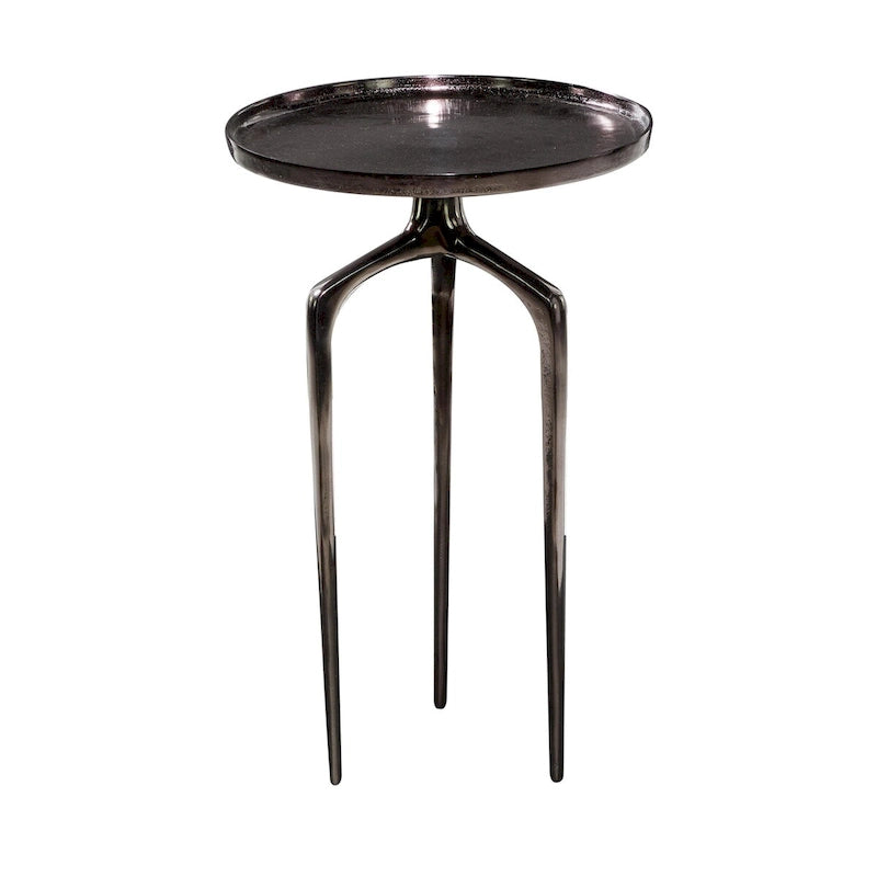Tavolino d'appoggio rotondo in alluminio con vassoio, gambe a treppiede, oro / argento / nero, 1 persona, 22" o 25" H