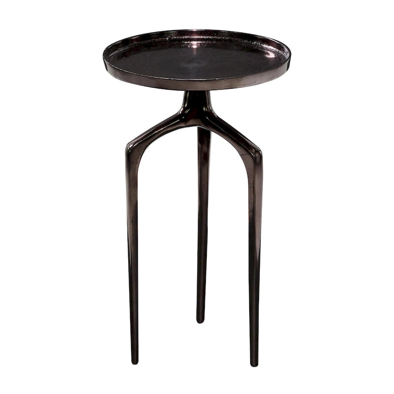 Tavolino d'appoggio rotondo in alluminio con vassoio, gambe a treppiede, oro / argento / nero, 1 persona, 22" o 25" H