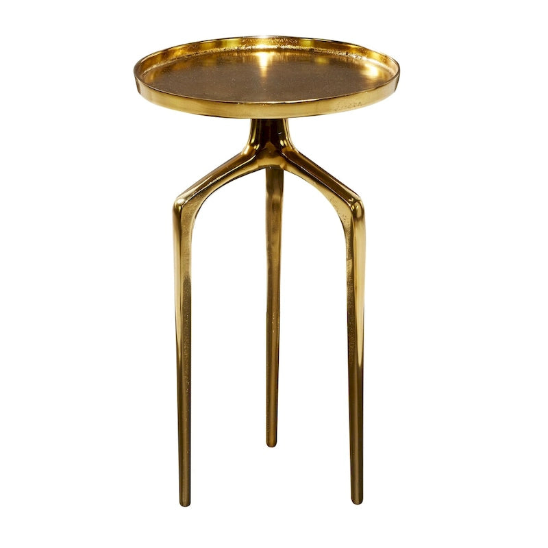 Tavolino d'appoggio rotondo in alluminio con vassoio, gambe a treppiede, oro / argento / nero, 1 persona, 22" o 25" H