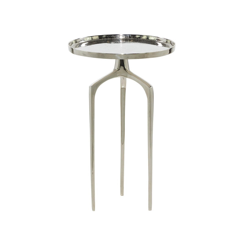 Tavolino d'appoggio rotondo in alluminio con vassoio, gambe a treppiede, oro / argento / nero, 1 persona, 22" o 25" H