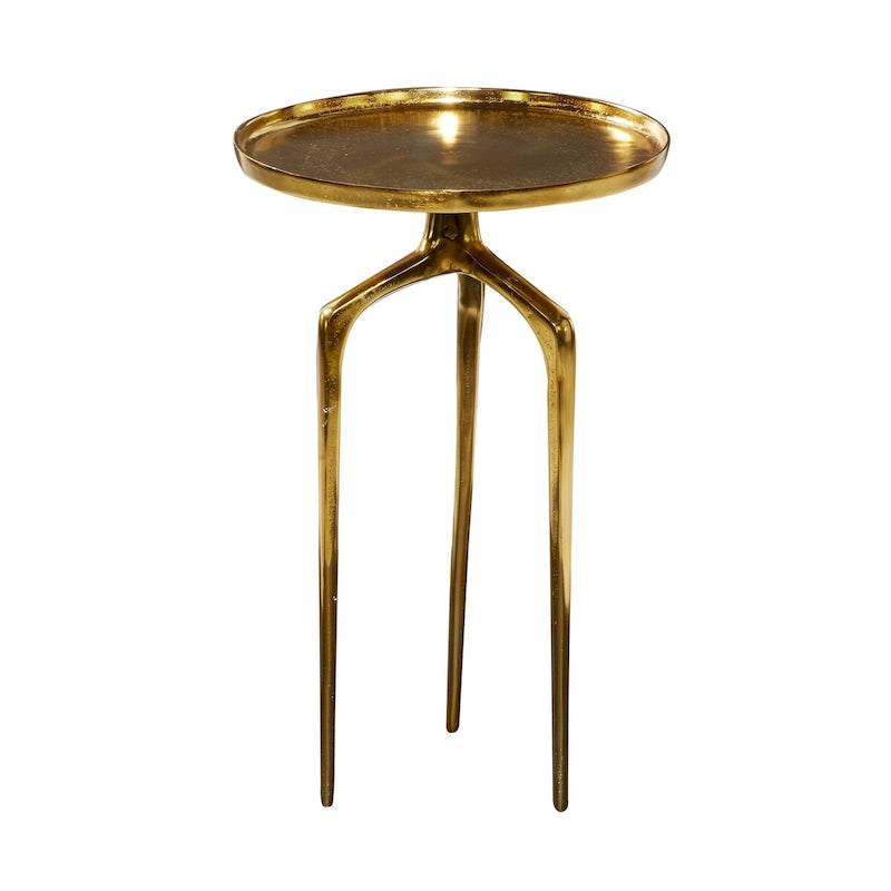 Tavolino d'appoggio rotondo in alluminio con vassoio, gambe a treppiede, oro / argento / nero, 1 persona, 22" o 25" H
