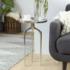 Tavolino d'appoggio rotondo in alluminio con vassoio, gambe a treppiede, oro / argento / nero, 1 persona, 22" o 25" H