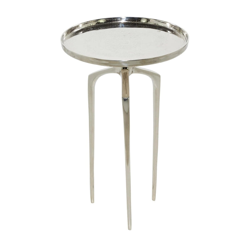 Tavolino d'appoggio rotondo in alluminio con vassoio, gambe a treppiede, oro / argento / nero, 1 persona, 22" o 25" H