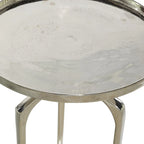 Tavolino d'appoggio rotondo in alluminio con vassoio, gambe a treppiede, oro / argento / nero, 1 persona, 22" o 25" H