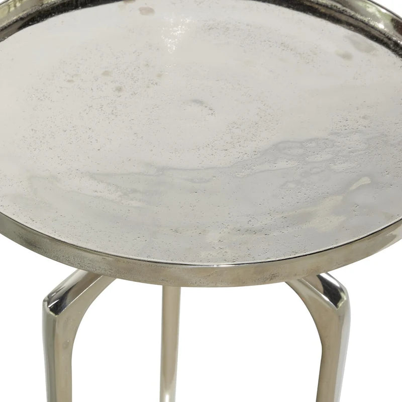 Tavolino d'appoggio rotondo in alluminio con vassoio, gambe a treppiede, oro / argento / nero, 1 persona, 22" o 25" H