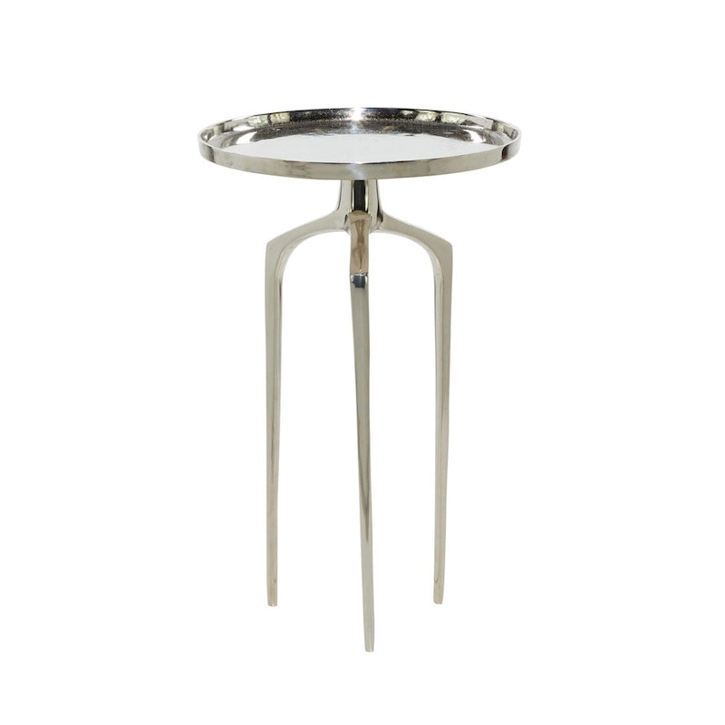 Tavolino d'appoggio rotondo in alluminio con vassoio, gambe a treppiede, oro / argento / nero, 1 persona, 22" o 25" H