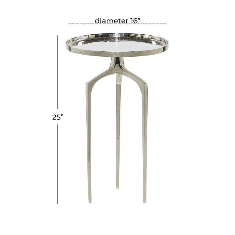 Tavolino d'appoggio rotondo in alluminio con vassoio, gambe a treppiede, oro / argento / nero, 1 persona, 22" o 25" H