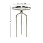 Tavolino d'appoggio rotondo in alluminio con vassoio, gambe a treppiede, oro / argento / nero, 1 persona, 22" o 25" H